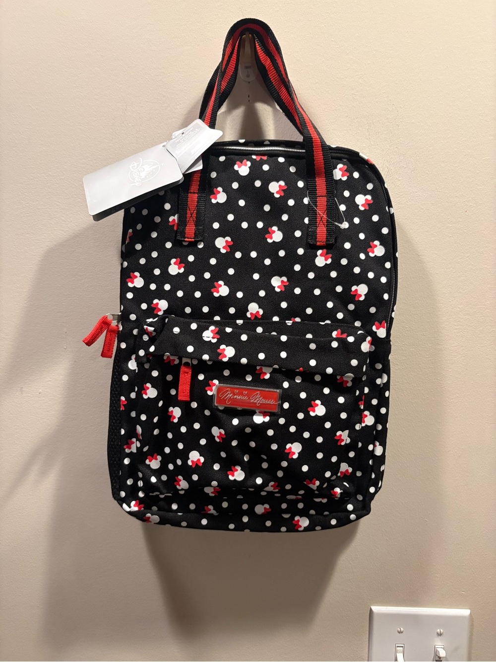 Disney Minnie Mouse Black & White Polka Dot Tech Sleeve Backpack